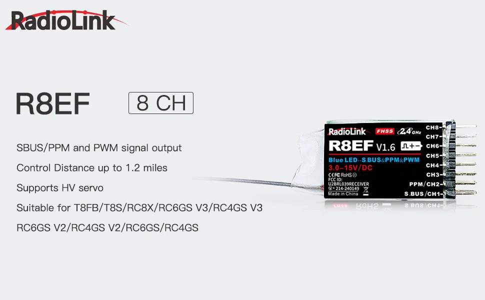 Radiolink R8EF Receiver 2.4G 8 - Receiver Sbus 8Ch 评论和价格